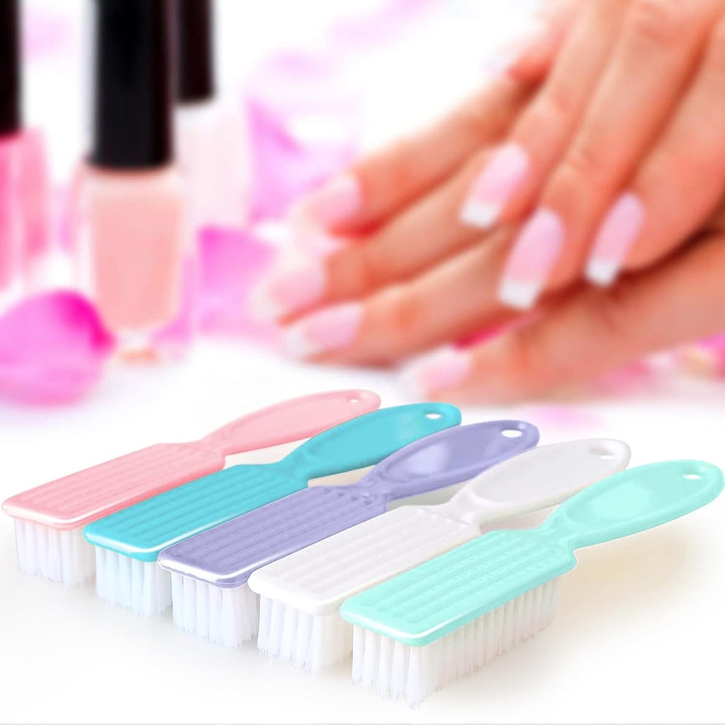NICEMOVIC 10 Pcs Nail Brush for Cleaning Fingernails, Handle Grip Nail Scrubber Brush, Hand Fingernail Cleaner Brush Manicure Tools Scrub Cleaning Brushes Kit, Use for Toe and Nail Cleaning (Macaron)