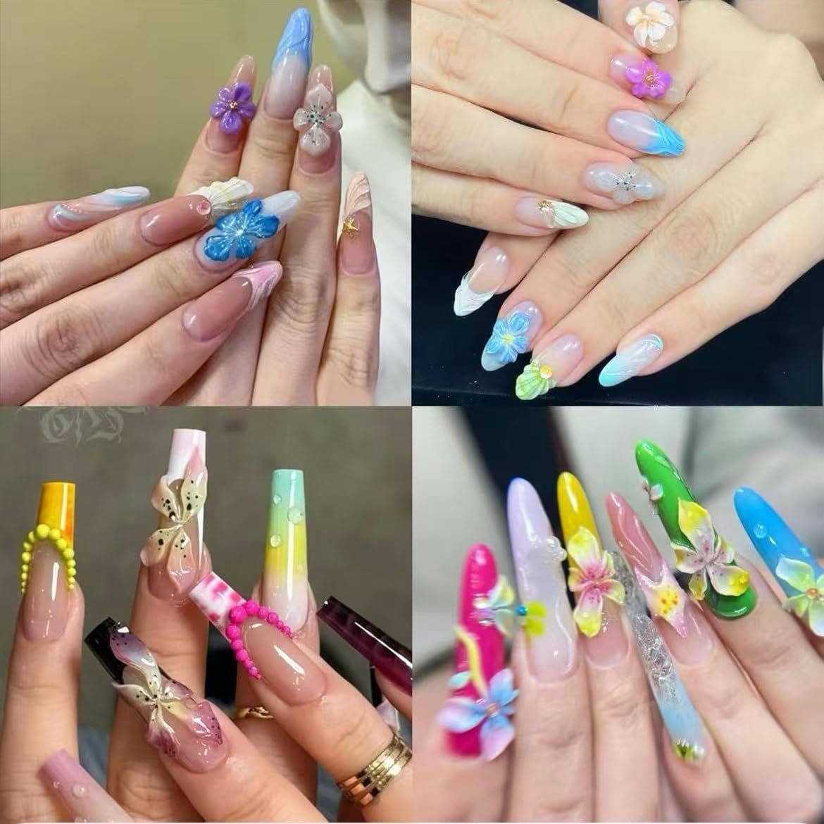 2 Pcs Flower Silicone Nail Art Molds for Women Resin Nail Design