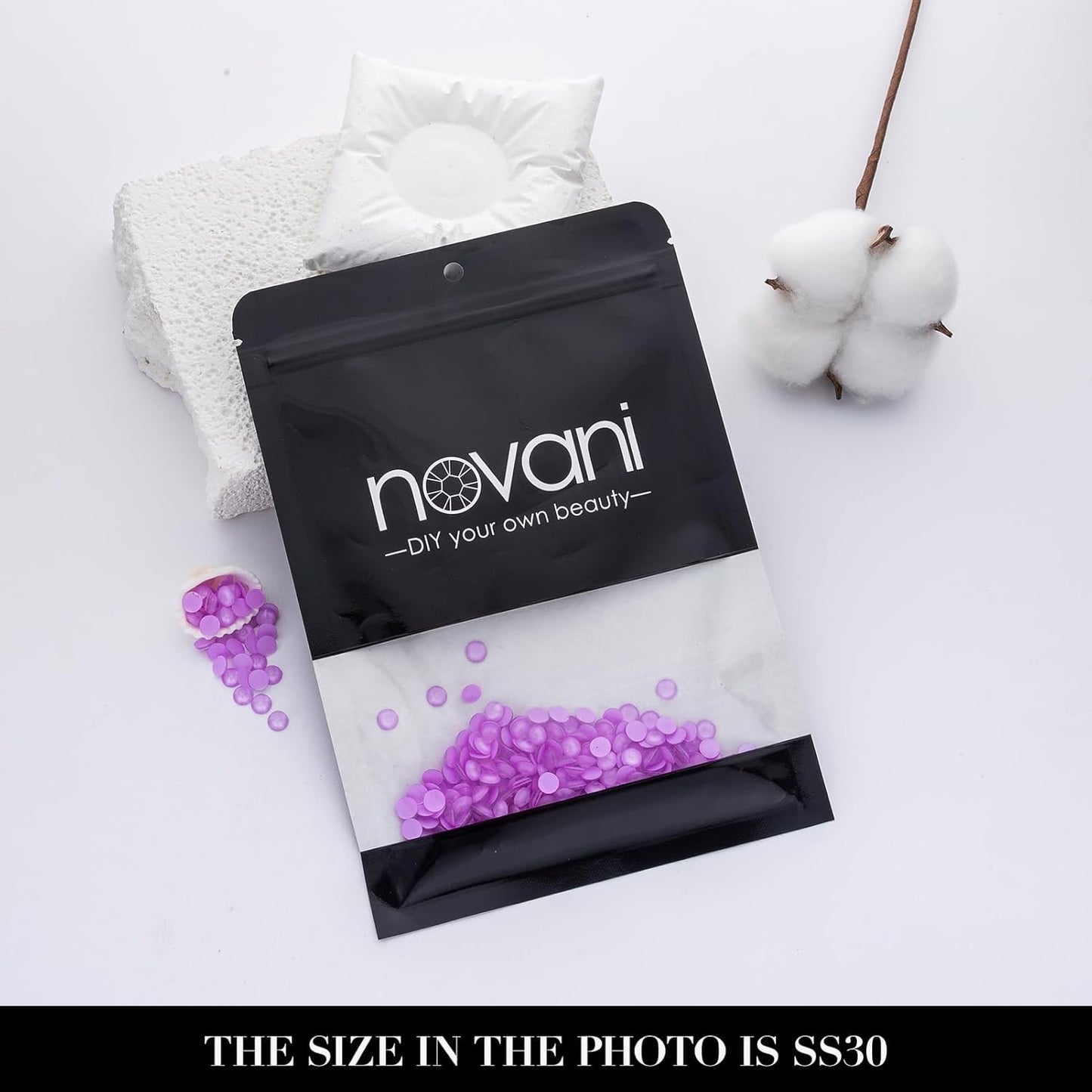 Novani 576 Pieces Flatback Rhinestones Glass Round Gems Mocha Lt.Purple Crystals for Nail Art DIY Crafts Clothes Shoes,SS30,6.4-6.6mm
