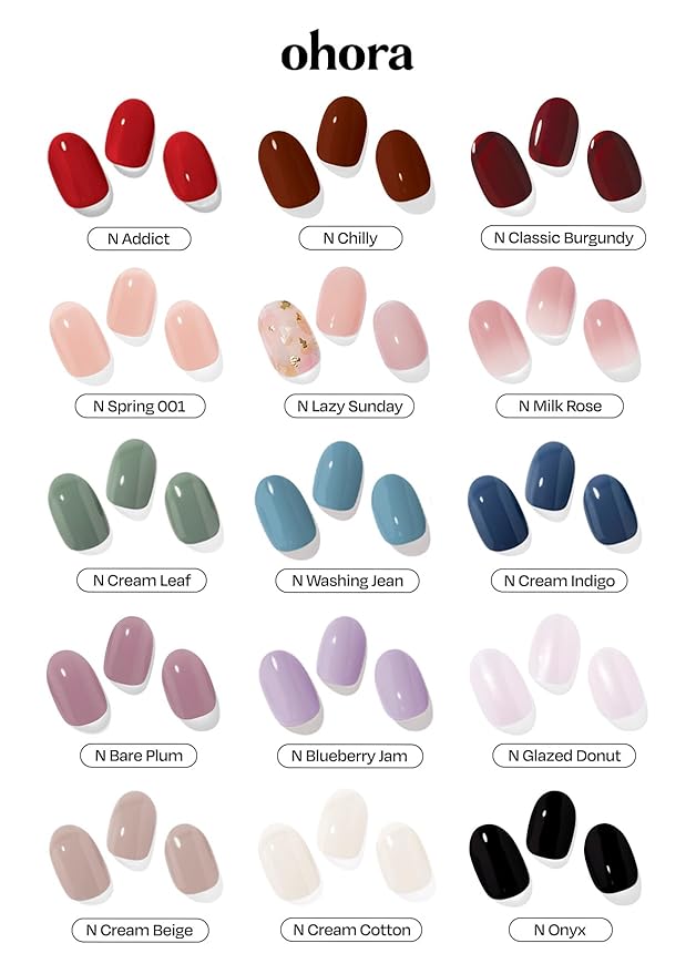 ohora Semi Cured Gel Nail Strip (2024 Christmas Gift Set (Limited Edition)) - Works with UV/LED Lamps, Salon-Quality, Long Lasting, Easy to Apply/Remove - Includes 2 Prep Pads, Nail File, Wooden Stick
