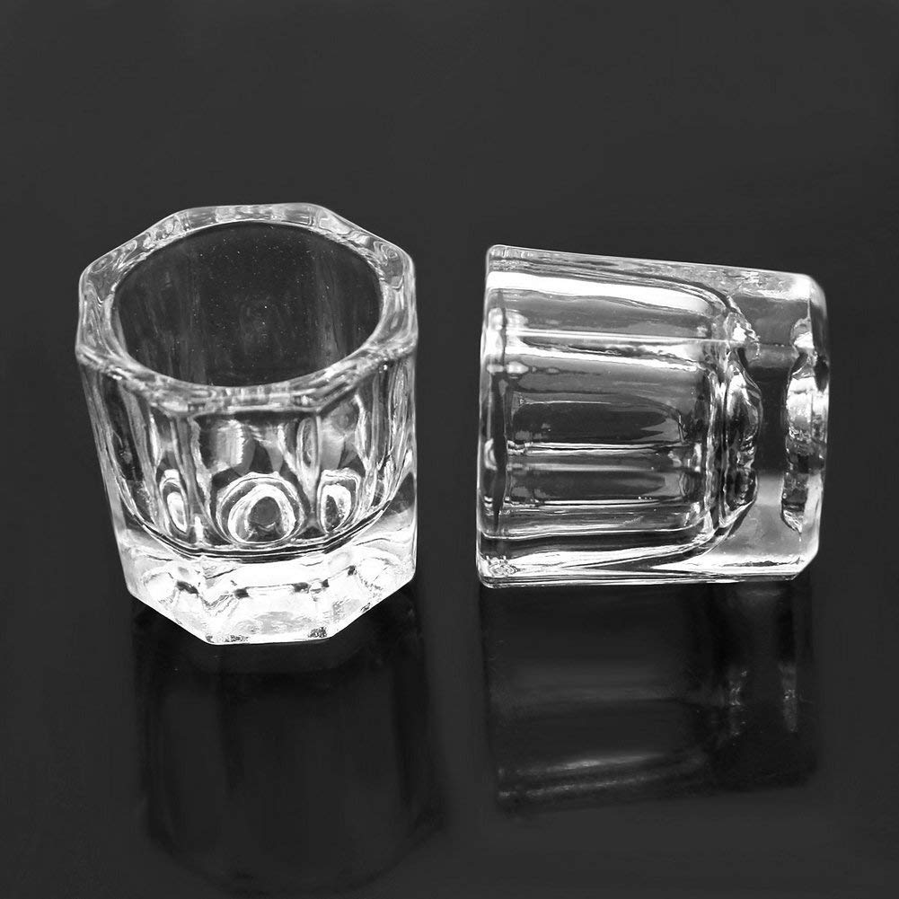 2 Nail Art Acrylic Liquid Powder Dappen Dish Glass Crystal Cup Glassware Tools