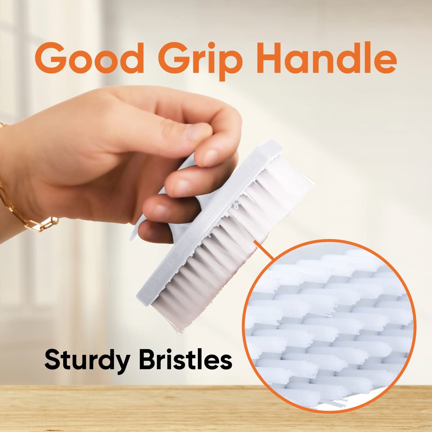 Superio Nail Brush for Cleaning Fingernails, Nail Scrubber - All-Purpose Stiff Cleaner for Hands, Feet, Home, Kitchen, Work - Small Scrub Brush - (2, White/Black)