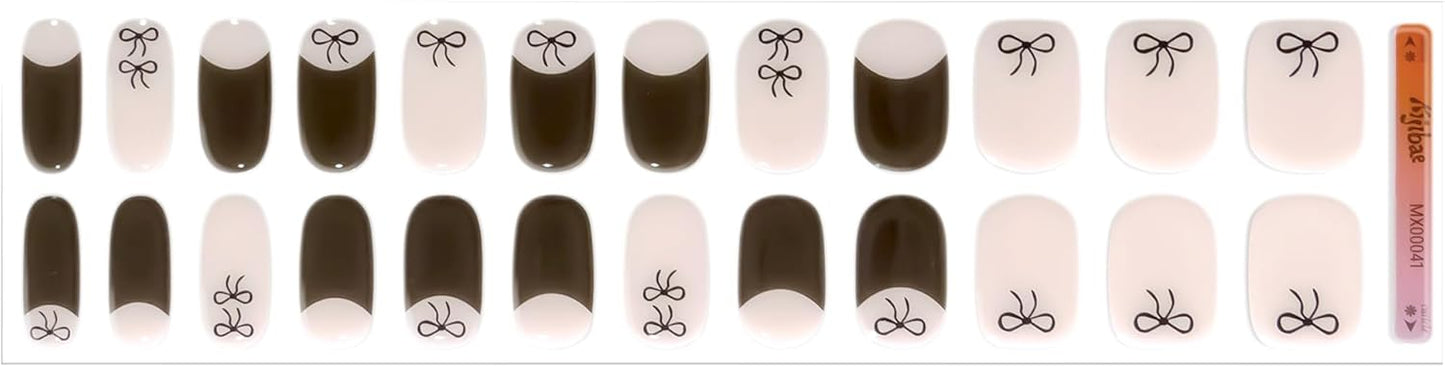 Semi Cured Gel Nail Strips - Trendy Nail Polish Wraps Works with Any UV Lamp - Long Lasting Easy Salon Manicure - 24pcs with 2 Prep Pads, Nail File & Cuticle Stick (Knot Yours)