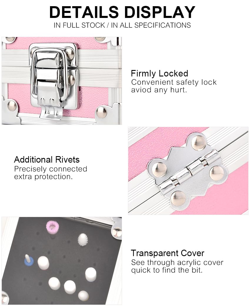 Professional 25 Holes Nail Drill Bits Box Container Nail Drill Grinding Bit Holder Nail Polish Head Storage Box Nail Tools Organizers Container Display Storage Box Manicure Tool (Aurora)