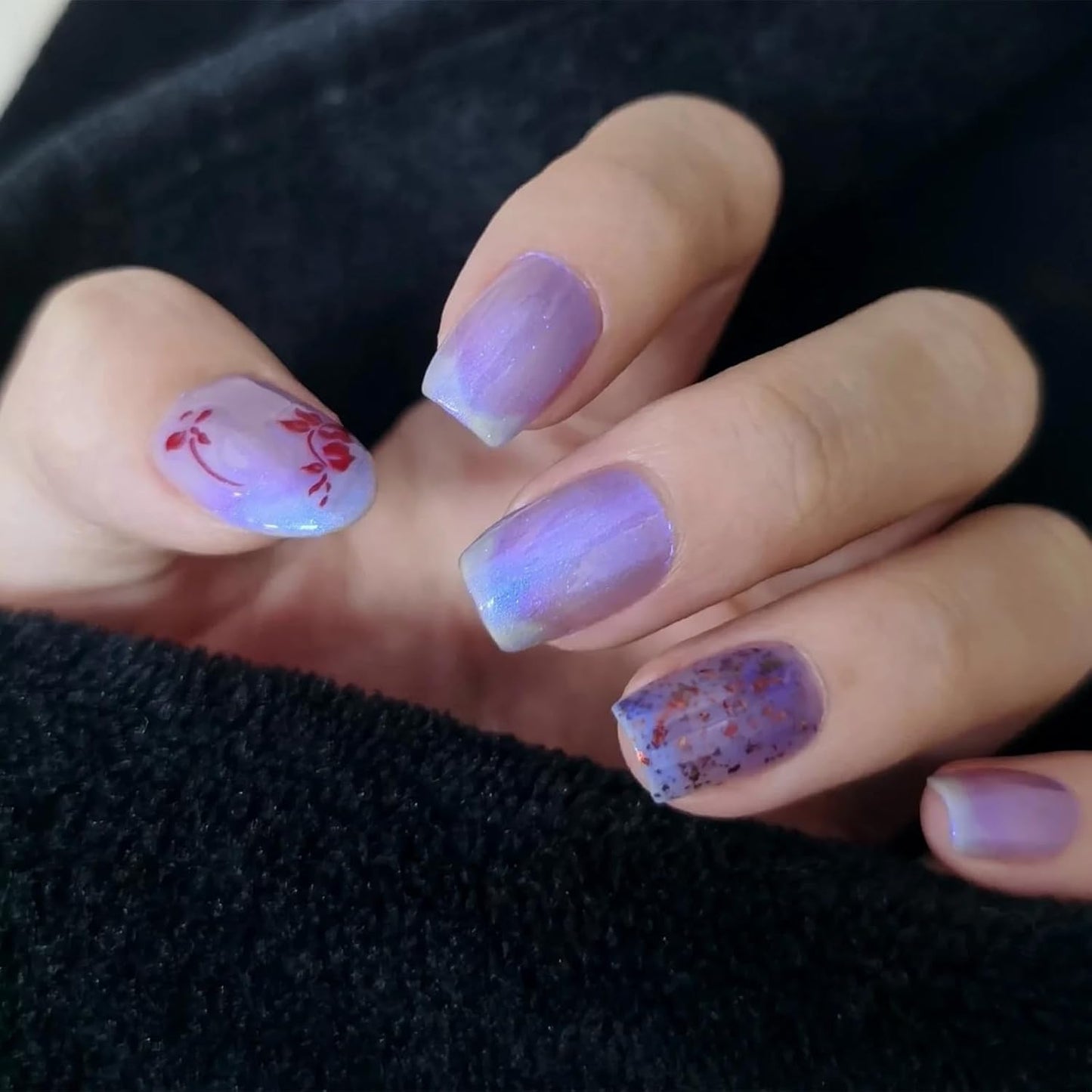 COSMOO Blue Shimmer Nail Polish, Shimmer Blue Long-Lasting Quick Dry Nail Lacquer, Shimmer Iridescent Nail Art Varnish