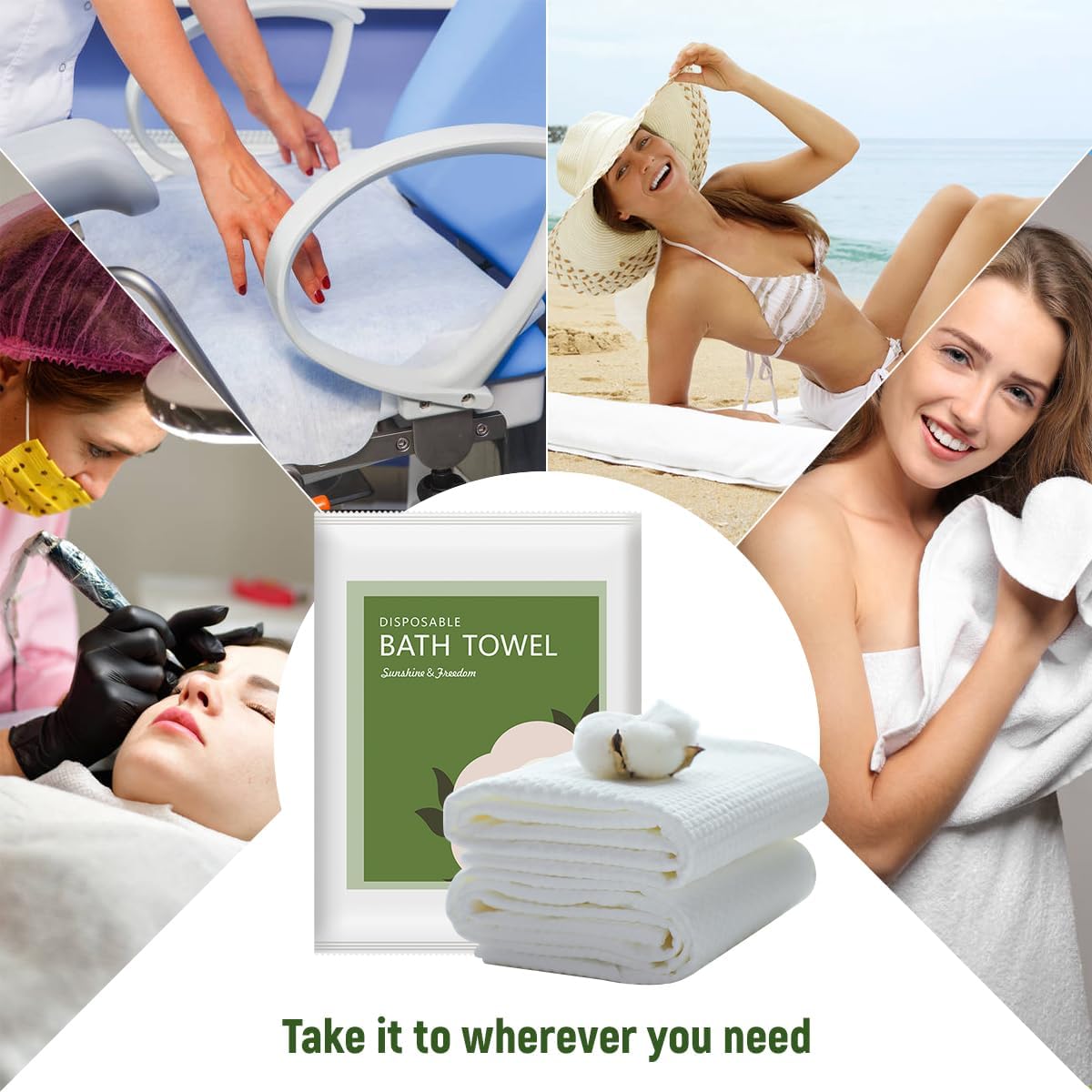 Disposable Bath Towels Durable Large Portable Thicken Camping Towels Quick Dry, Absorbent,Ultra Soft for Travel Hotel Swimming Gym Sauna Spa Pet Sports Hiking Beach Spa 55''X27.5''(10pack)