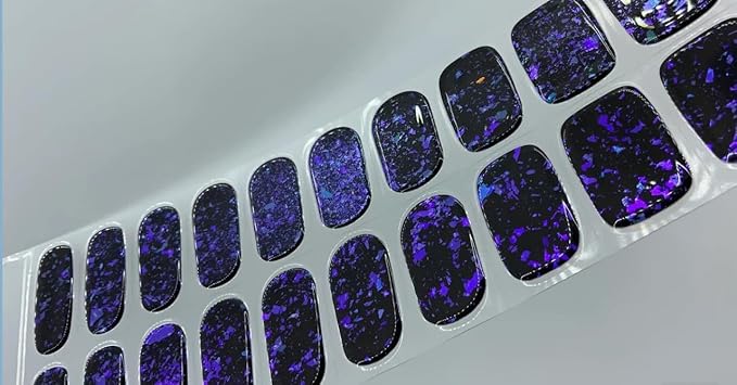 Semi Cured Gel Nail Strips with 30 Pieces - UV Gel Stickers, Manicure Kit, Easy Application Wraps Includes Prep Pads, Nail File, Wooden Stick - UV Light Required (Purple Flake)