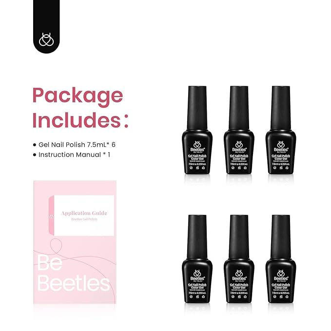 Beetles Jelly Gel Nail Polish Set, 6 Colors Jelly Nude Pink Gel Polish Kit Neutral Sheer Shimmer Glitter Translucent Effect Soak off Uv Nail Concealer DIY Manicure Spring Summer Gift for Women