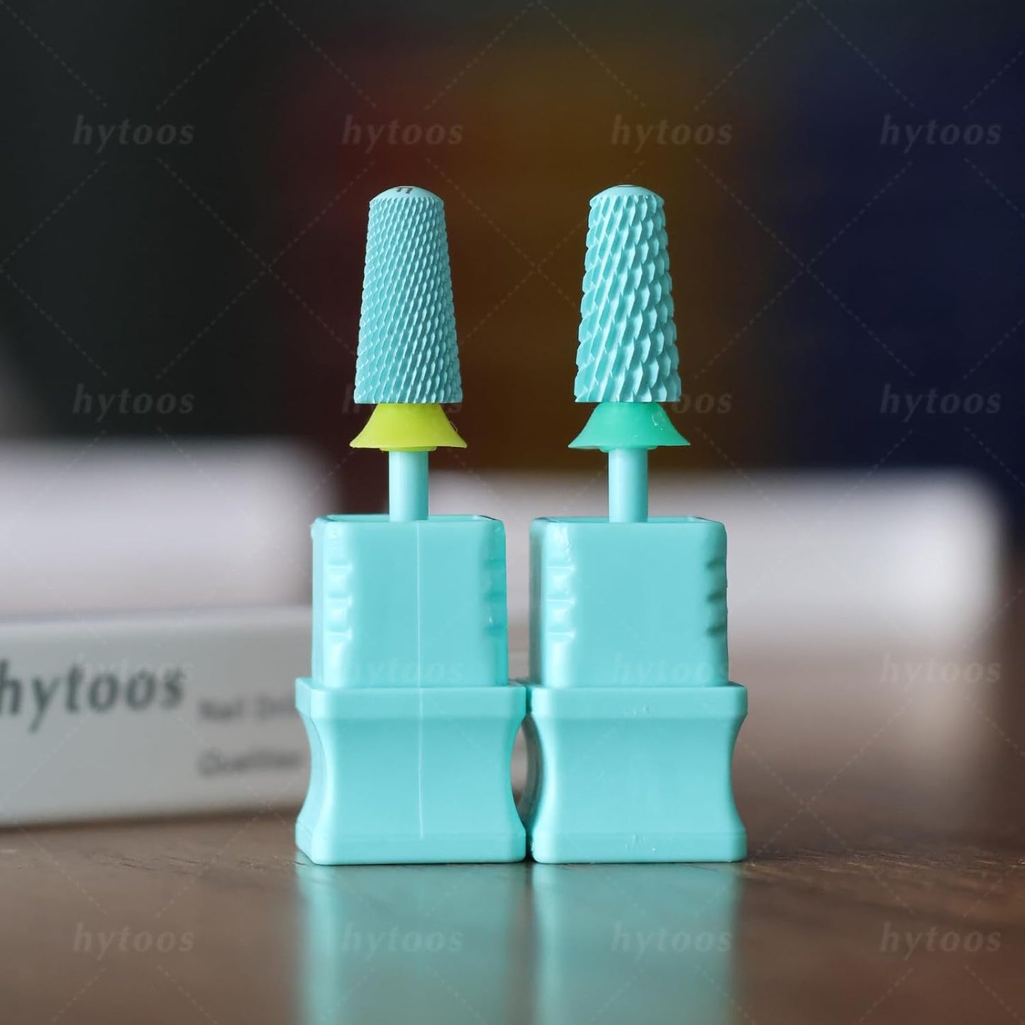 Safety Tapered Nail Drill Bit, Green Coated Tungsten Carbide Rounded Barrel Nail Bits for Thick Gel & Acrylic Removal, Manicure Tools Pro Electric File Drill Accessories, C