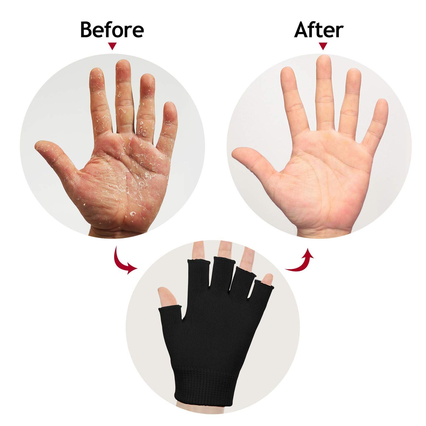 2 Pairs Fingerless Moisturizing Gloves Fingerless Gloves for Women Cotton Soft Moisturizing Eczema for Dry Rough and Cracked Hands Repair Arthritis Hand Typing for Men and Women(Pink and Black)