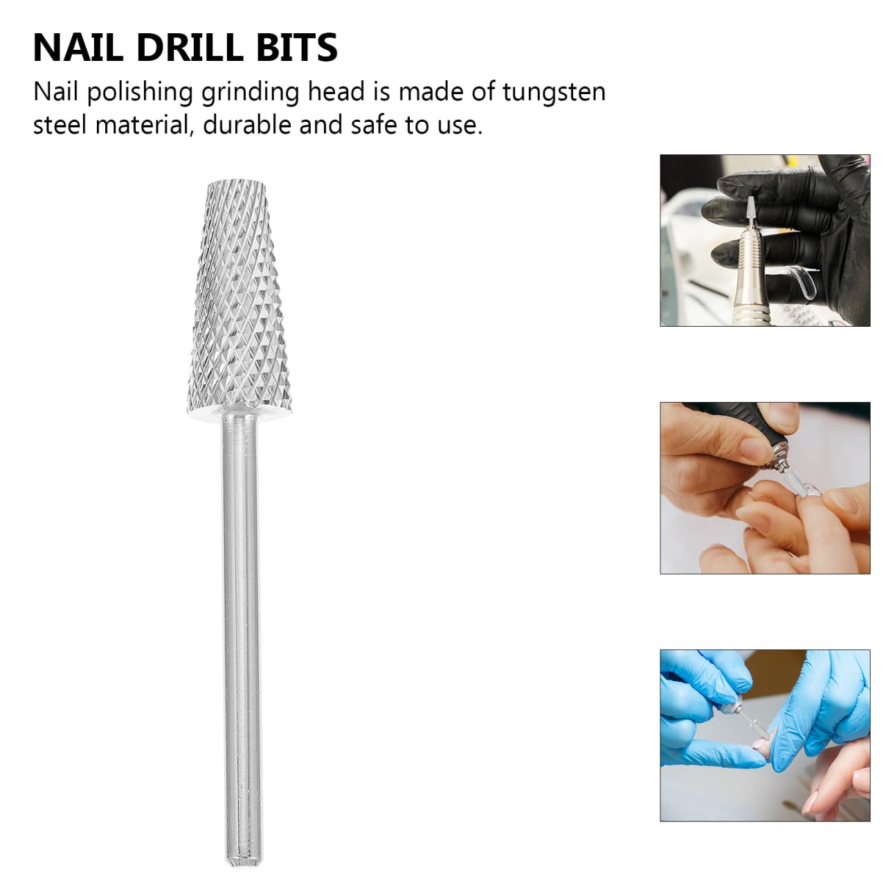 minkissy 3pcs Nail Art Tungsten Grinding for Manicure Lightweight and Sturdy Polishing Bit Multi-purpose Tool for Natural and Artificial Nails Easy Installation for Beginners