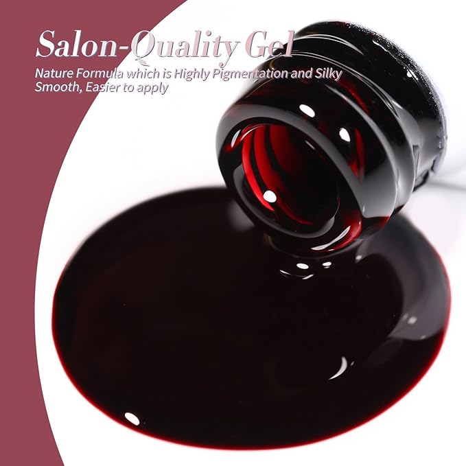 Born Pretty Jelly Burgundy Gel Nail Polish Halloween Ruby Blood Red Glitter Cat Magnetic Eye Gel Nail Polish Cherry Wine Red Gel Polish Collection Soak Off U v Led Gel Nail Kit Minicure DIY Gift 6PCS