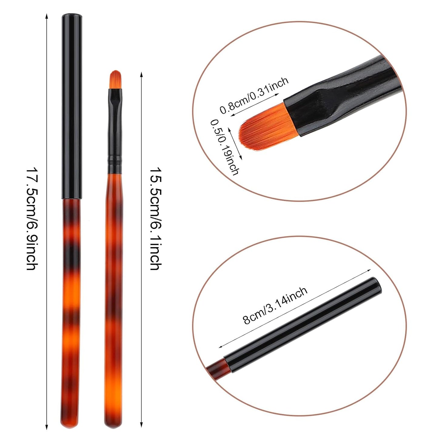cobee Nail Art Clean Up Brushes, 2 Pcs Nail Polish Remover Brush Nail Polish Cleaning Brush Professional Nail Art Painting Pen Nail Design Tool for Manicure Mistake Cleaning (Round, Angled)
