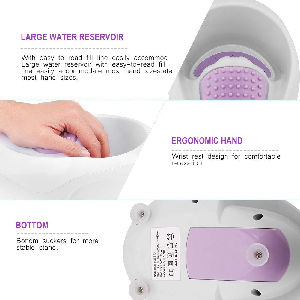 Electric Manicure Bowl with Vibration Large Water Reservoir Nail Soaking Bowl for Dead Skin Removal Nail Polish Remover Hand Massage Soak and Relaxation