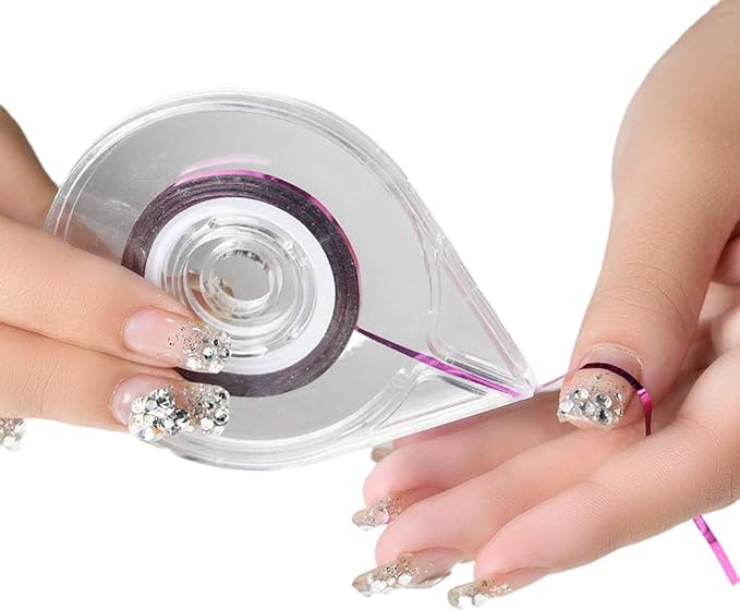 Nail Striping Tape Line 40 Rolls Multicolor Glitter Matte Texture Decal Nails Art Adhesive Sticker Foil with 2Pcs Tape Roller Dispenser Holder