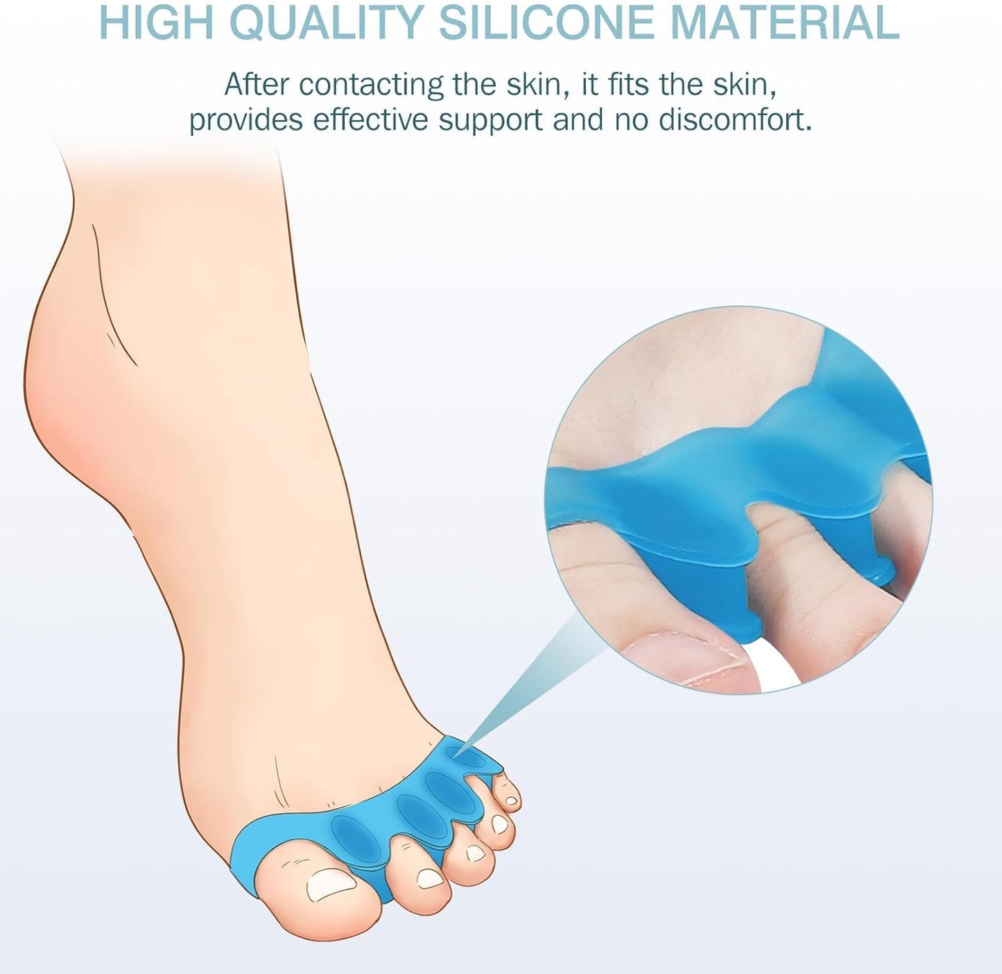 2PCS Silicone Toe Spacers for Women & Men - Toe Separators for Bunion Relief, Hammer Toe, Plantar Fasciitis & Pedicures | Includes Metatarsal Pad & Therapeutic Yoga Cushion for Foot Pain(Black)