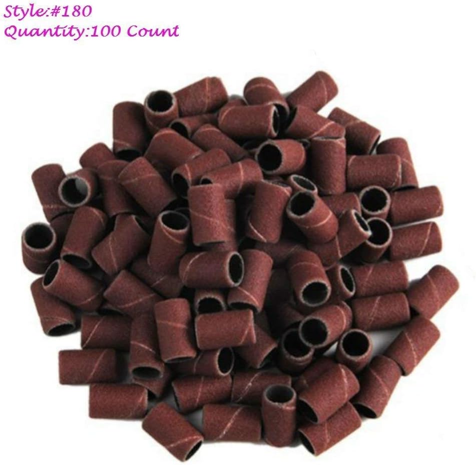 AKOAK 100 Pcs/Lot #180 Grit File Sand Piece Set Nail Art Professional Sanding Bands Brown Pieces Gel File Gel Polish Remover Manicure Pedicure Nail Machine Nail Tools