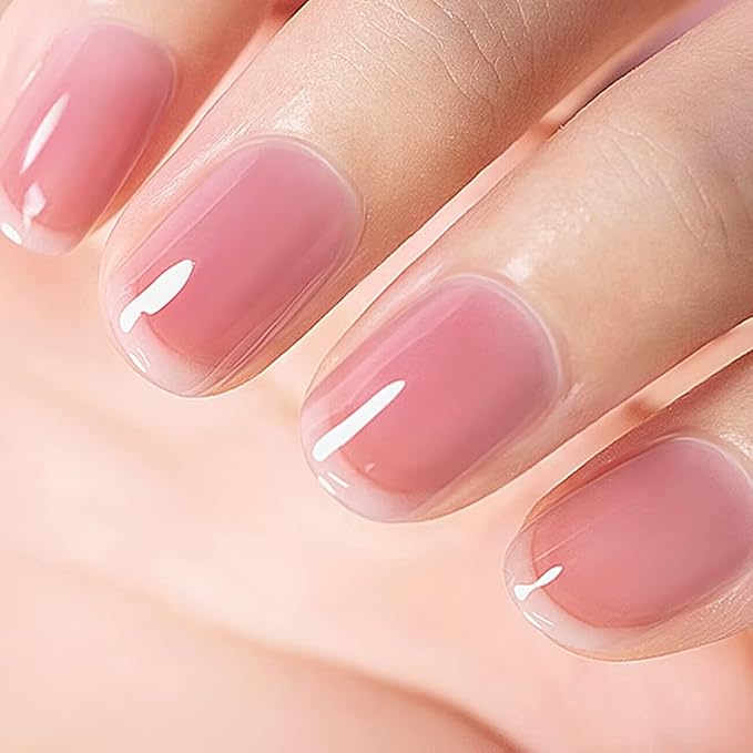 RARJSM Nude Gel Polish Sheer Clear Healthy Pink Gel Nail Polish Nude Transparent Hot Pink Jelly Nail Gel Polish Varnish Curing Requires LED UV French Manicure Soak Off for Home Salon 1pcs 15ml