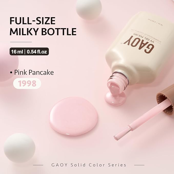 GAOY Pastel Pink Gel Nail Polish, 16ml Soak Off Gel Polish, UV Light Cure for Nail Art DIY Manicure at Home, 1998 Pink Pancake