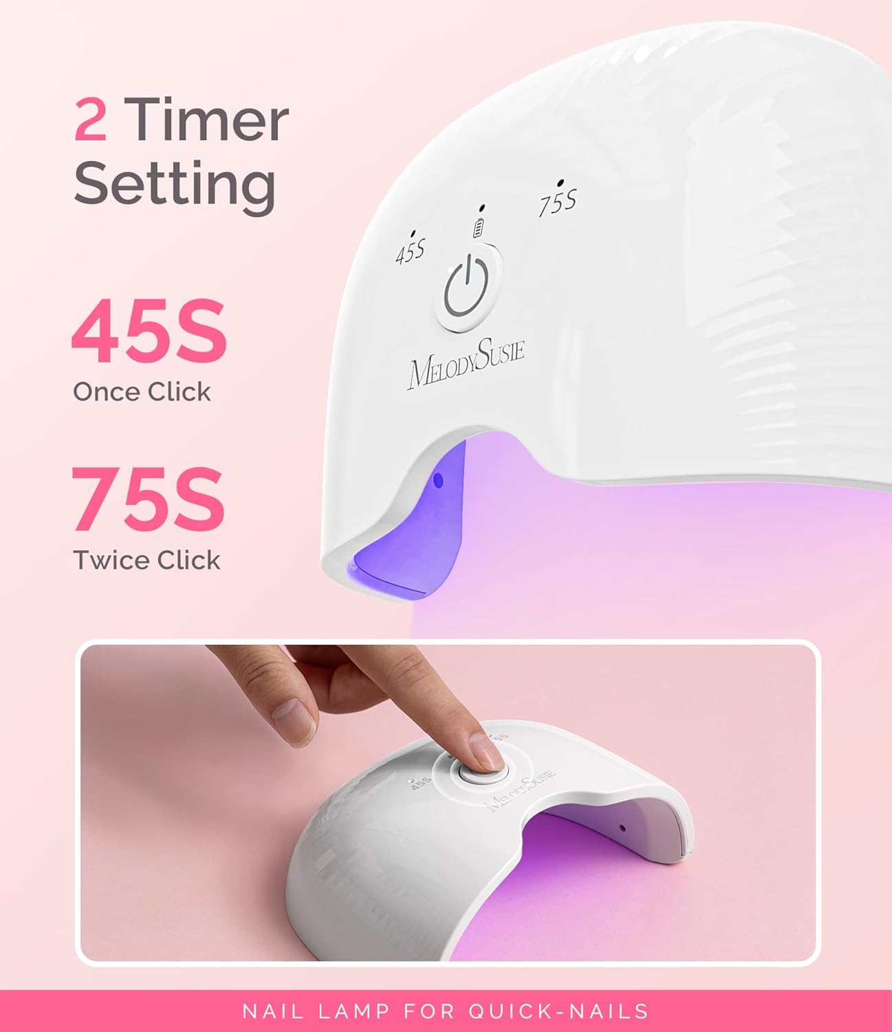 MelodySusie Small Cordless UV Nail Lamp with Portable Design, P-ART06G Rechargeable LED UV Light with Smart Sensor Cures All Soft Gels On the Go, Especially Half-Cured Gel, Base Coat & Top Coat -White