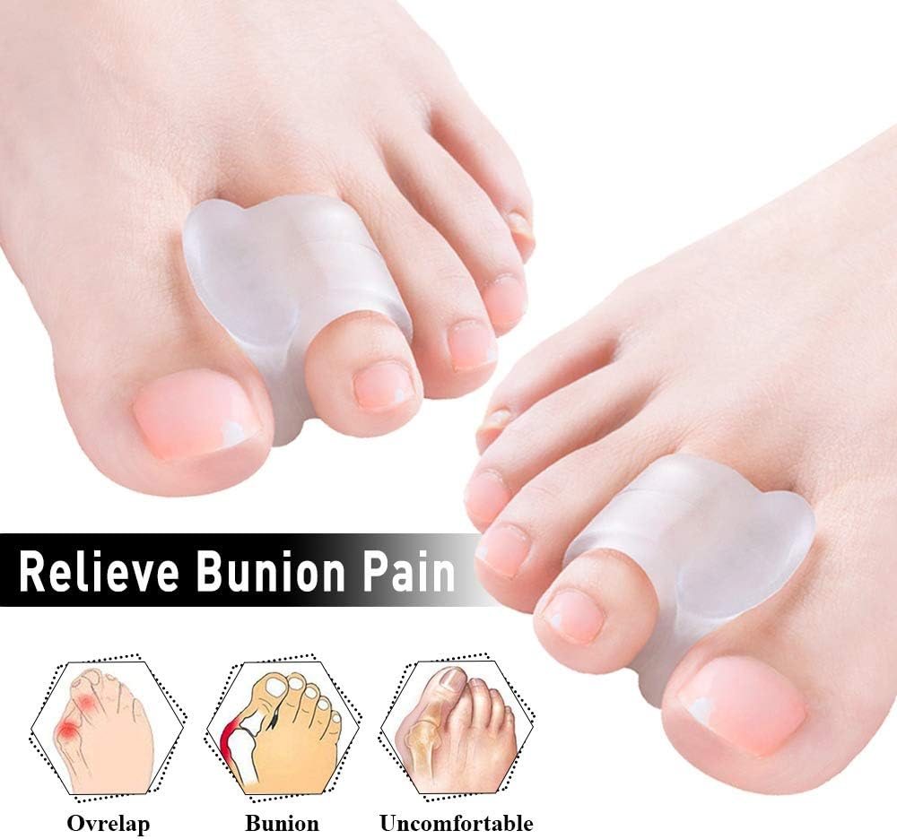 Welnove - 10 Pack Toe Separators Gel Toe Spacers Bunion Corrector(1st/2nd Toe) and Spreader for Bunions, Overlapping Toes and Drift Pain Relief Pads - Clear