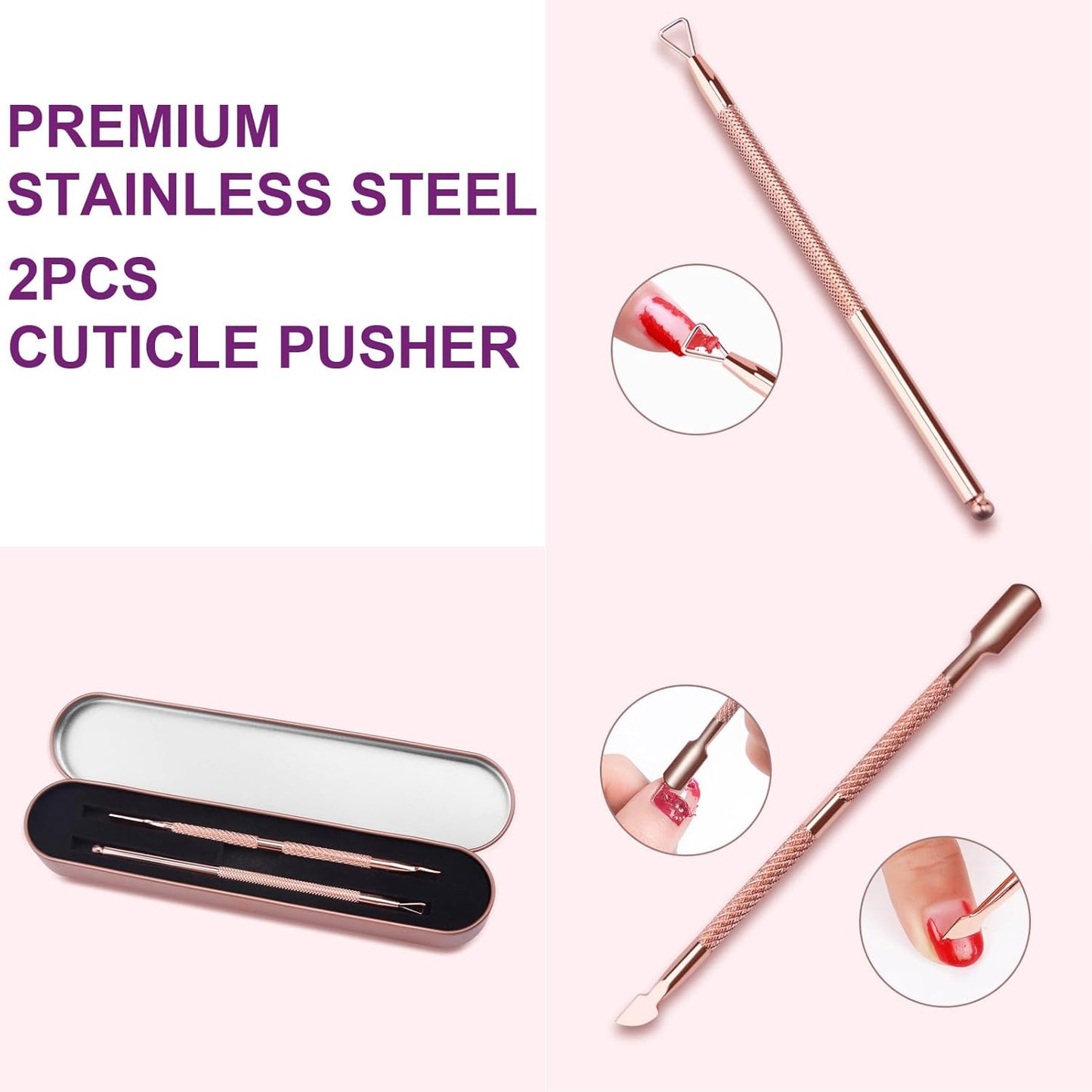 Electric Nail Soak off Bowl Heated, Manicure Nail Soaking Bowl Nail Soaker with Gold Cuticle Pusher for Acrylic Nail Polish Remover, Pink