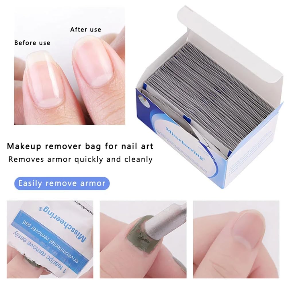 Acetone Nail Polish Remover Pads - 100PCS Quick Wipes, Individually Wrapped Wet Wipes for Removing Nail Polish (100pcs)