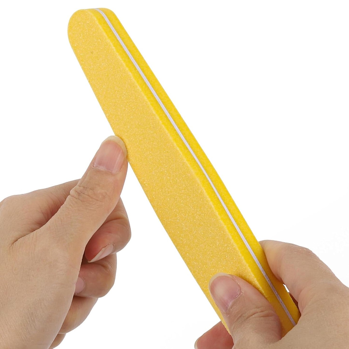 10 Pack 100/180 Grit Double-Sided Nail Buffer Blocks – Reusable Washable Buffing Files for Acrylic, Gel & Natural Nails, Salon & Home Manicure Tools (Yellow)