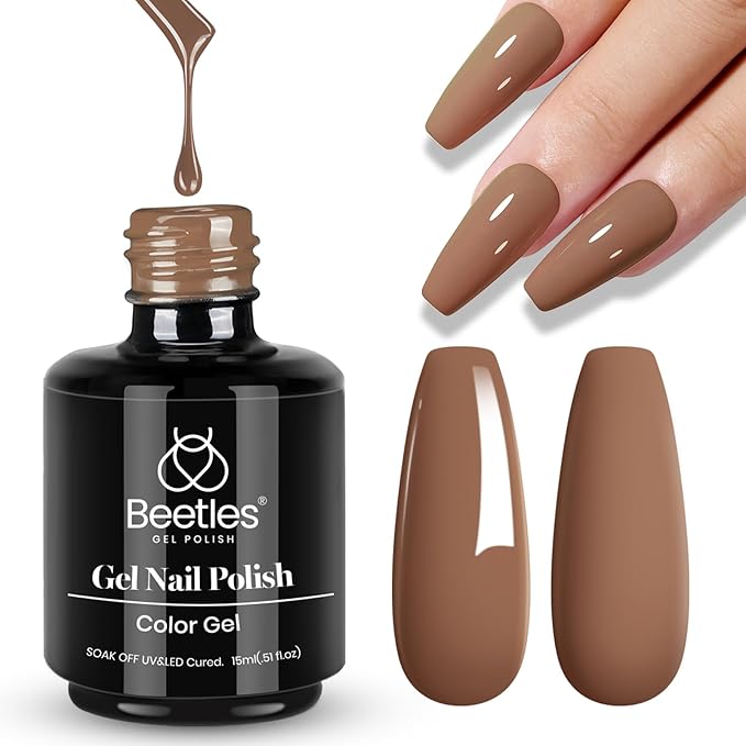 Beetles Brown Gel Nail Polish, 1Pcs 15ml Brown Fall Color Gel Polish Soak Off Nail Art Manicure Salon DIY Uv Lamp Nail Design Decoration at Home
