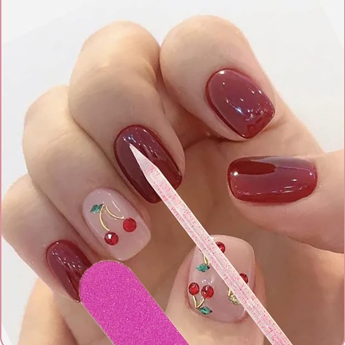 100 PCS Nail Sticks, 100 PCS Mini Nail Files Double Sided Nail Buffer, Nail Care Sticks, Cuticle Manicure and Pedicure Stick for Fingernail, Cleaning Cuticle Stick - Pink