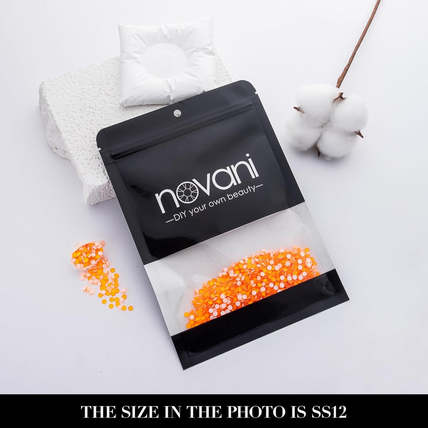 Novani 3000 Pieces Flatback Rhinestones Glass Round Gems Neon-Orange Crystals for Nail Art DIY Crafts Clothes Shoes,SS12,3.0-3.2mm