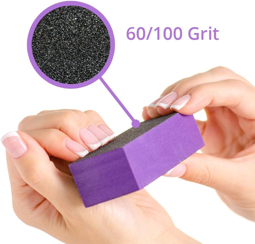Karlash Nail Buffer Sanding Block Polisher Buffing File 60/100 Nail Art Manicure Pedicure File (Purple Black) 10 PCS