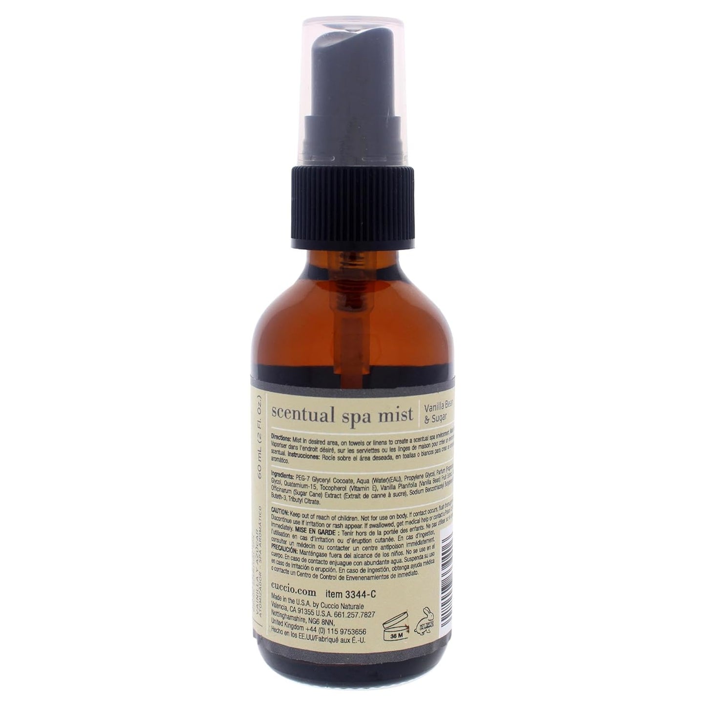 Cuccio Naturale Scentual Spa Mist - Aromatic Spray - Soothes And Softens Skin - Radiant And Rejuvenated Skin - Promotes A Relaxed And Calm Mindset - Paraben Free - Vanilla Bean And Sugar - 2 Oz