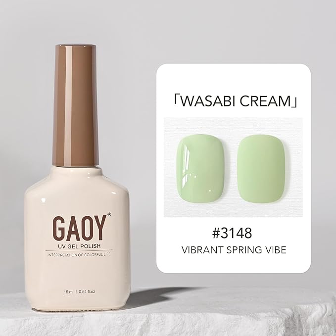 GAOY Pastel Green Gel Nail Polish, 16ml Soak Off Gel Polish, UV Light Cure for Nail Art DIY Manicure at Home, 3148 Wasabi Cream