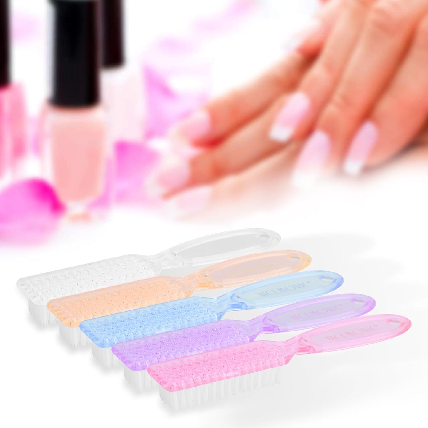 NICEMOVIC 10 Pcs Nail Brush for Cleaning Fingernails, Handle Grip Nail Scrubber Brush, Hand Fingernail Cleaner Brush Manicure Tools Scrub Cleaning Brushes Kit, Use for Toe and Nail Cleaning (Clear)