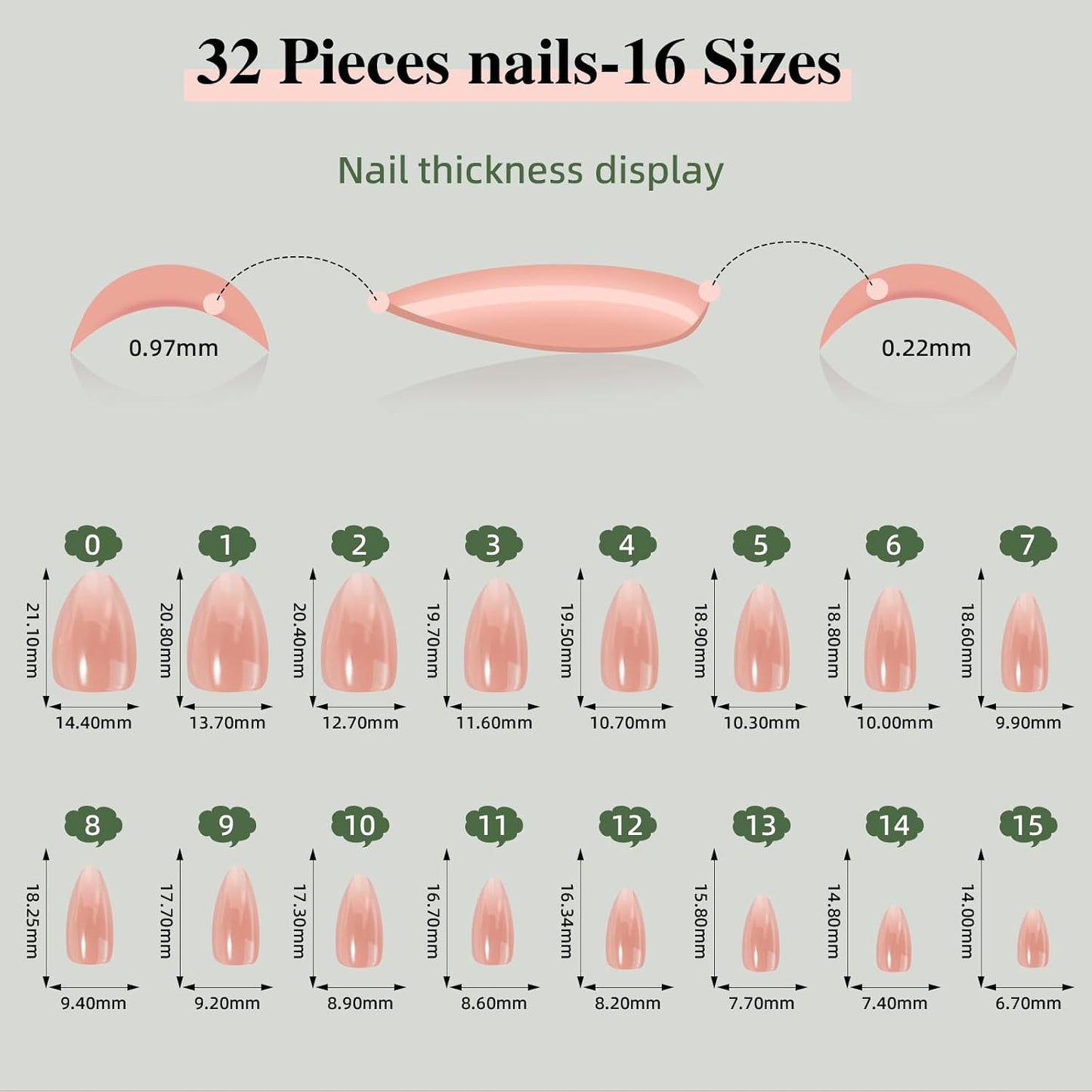 French Tip Press on Nails, Short Press on Nails Almond Reusable Glossy Red Nails Soft Gel Elk False Nails Press ons for Women, 16 Sizes 32 Count Nails Kit with Glue (SV-14)