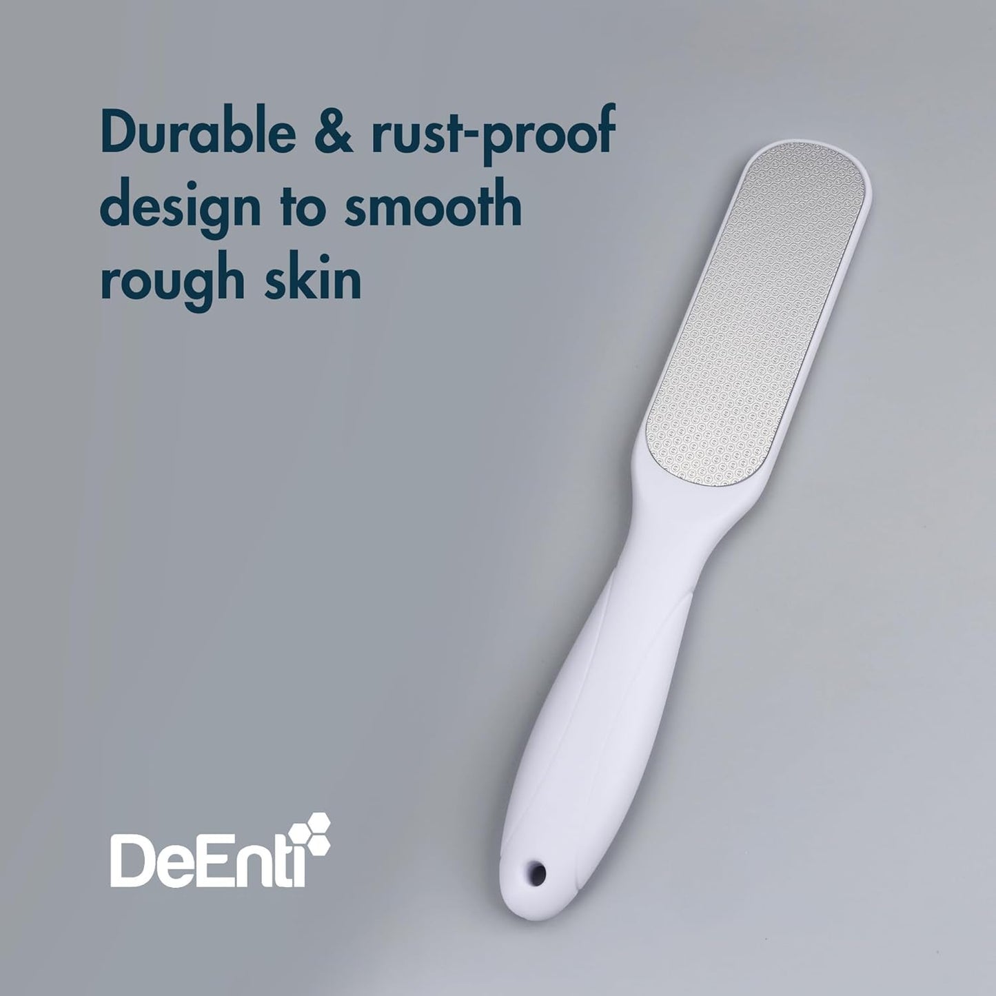 DeEnti Metal Foot File, Professional Grade Stainless Steel, Salon Quality Callus Remover, Lightweight Foot Scrubber, Home Manicure and Pedicure Tools