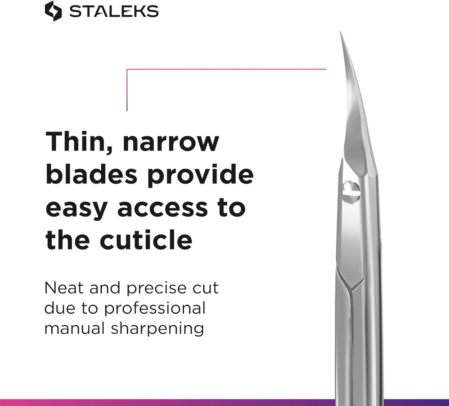Staleks Pro Professional Cuticle Scissors Expert 50 Type 1 – Sharp Manicure Scissors – Thin Blades – High-Alloy Stainless Steel – Ergonomic Grip – Corrosion Resistant