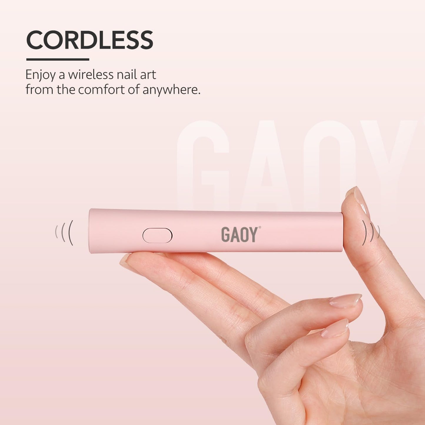 GAOY Handheld UV Light for Gel Nails, Mini Nail Lamp, Portable Cordless Rechargeable, Fast Curing, Pen Lamp Pink