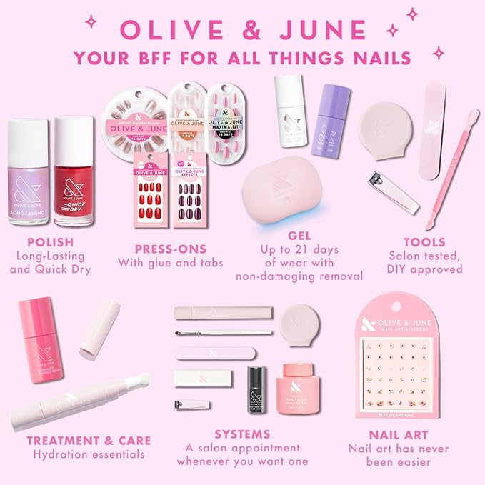 Olive & June Long Lasting Nail Polish | Gel-Like Finish No Lamp Needed | Lasts up to 10 days | Salon-Quality at Home | 15-Free Vegan Cruelty-Free Chip-Resistant Shine |Same Day Next Year Shimmery Blue