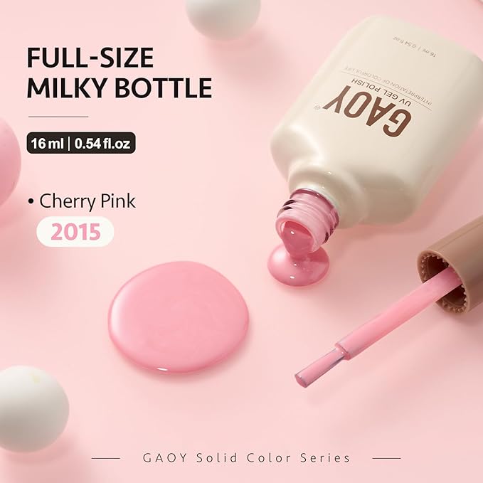 GAOY Pink Gel Nail Polish, 16ml Soak Off Gel Polish, UV Light Cure for Nail Art DIY Manicure at Home, 2015 Cherry Pink