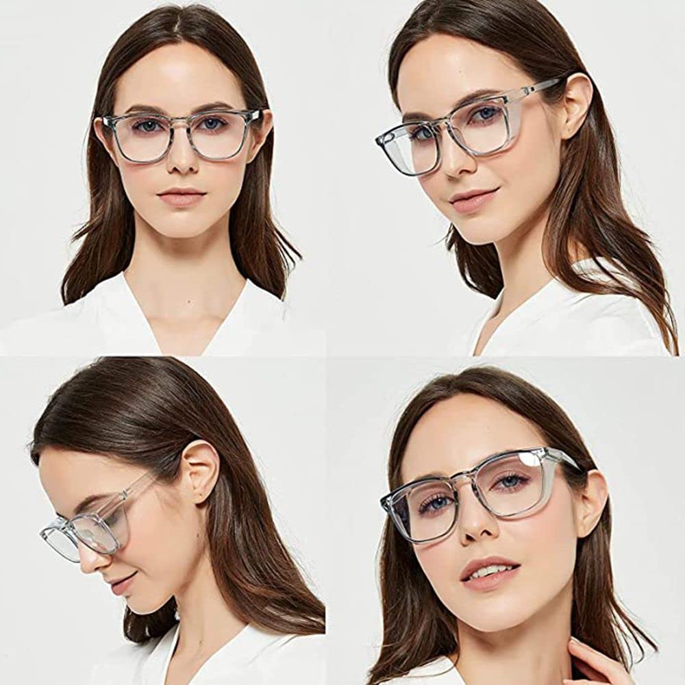 Alsenor Safety Glasses Anti Fog Goggles Protective Eyewear Blue Light Blocking Anti Dust UV Protection Glasses For Men Women (2 Pack(grey+transparent))