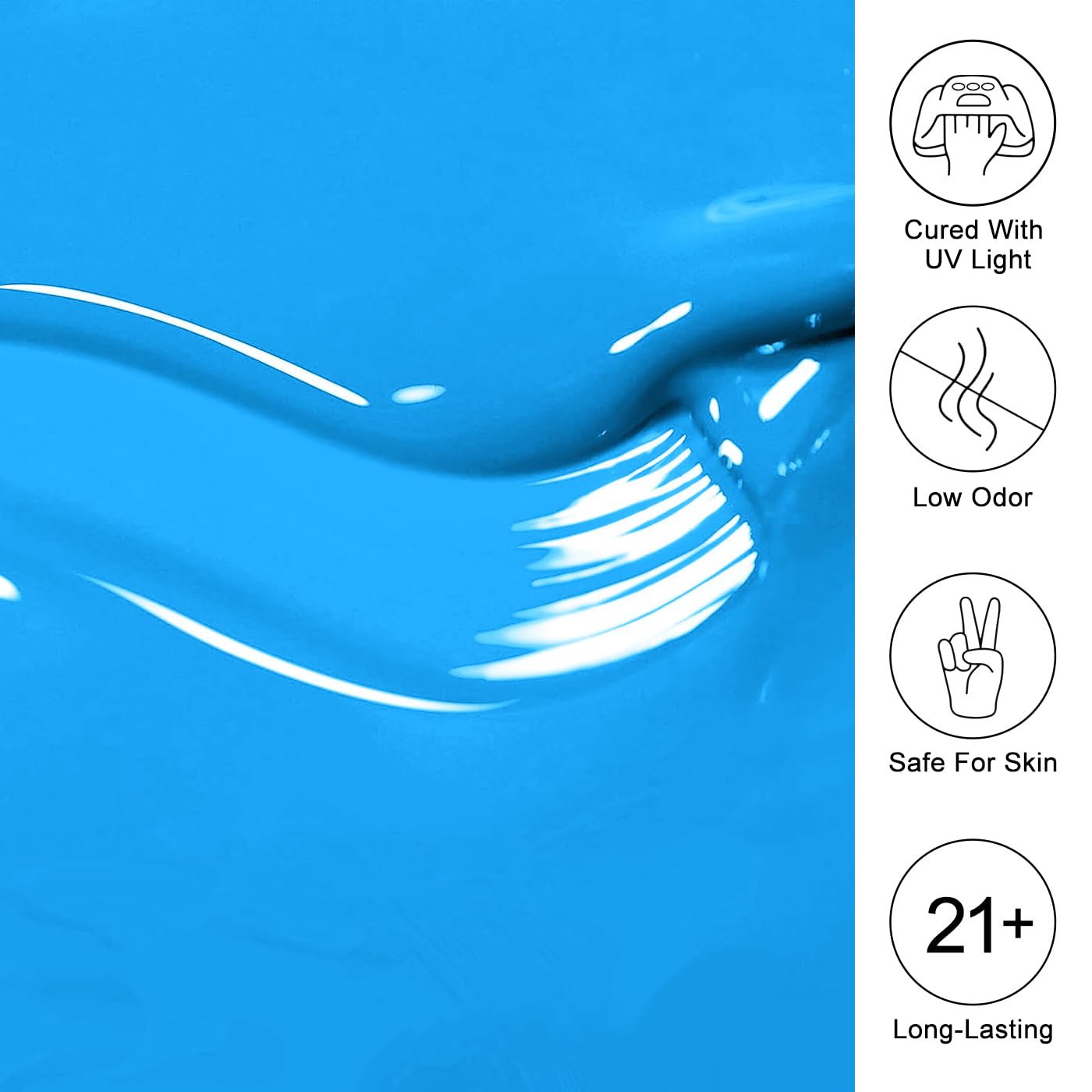 Imtiti Blue Gel Nail Polish, Bright Blue Nail Gel Polish High Gloss Soak Off UV LED spring summer Art Manicure Salon DIY Design 10ML