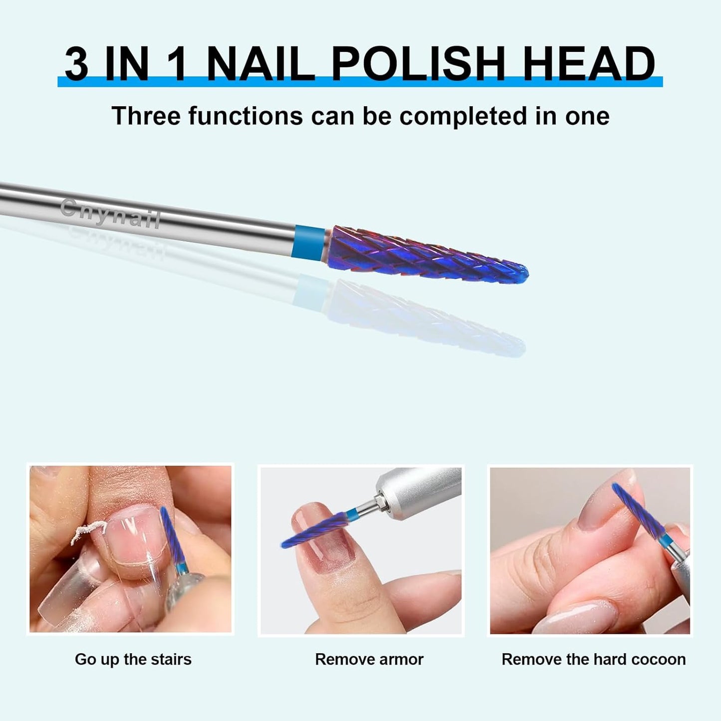 3/32" Small Cone Clean Medium Grit Carbide Cuticle Cleaner Bit for Electric Nail Drills – Professional Manicure Tool for Nail Salons and Home Use (M Grit. Purple)
