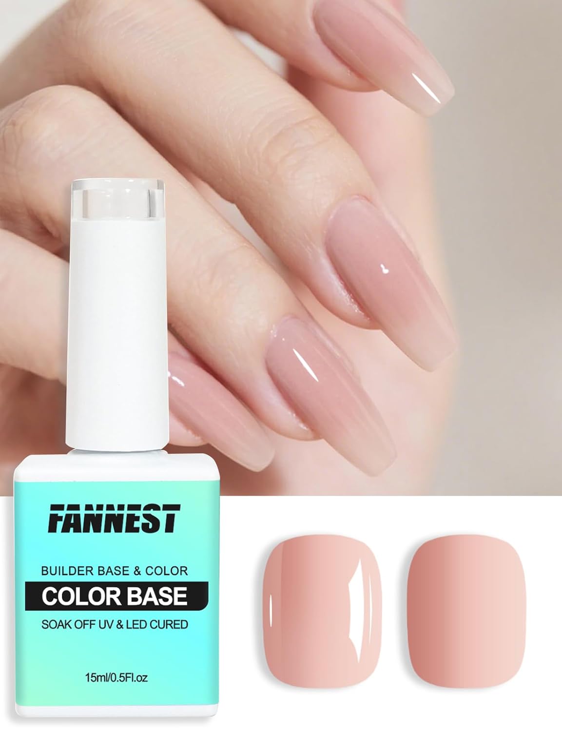 Nude Pink Gel Nail Polish, Summer French Manicure Varnish Curing, Hema Free Rubber Base Builder Gel, French Tips Base Colors Nails Strengthener Soak Off Gift for Womens (Nude Pink)