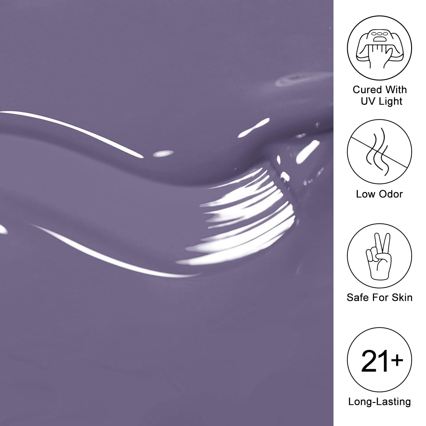 Imtiti Purple Gel Nail Polish, Greyish Purple Gel Polish High Gloss Soak Off UV LED Autumn Winter Art Manicure Salon DIY Design 10ML