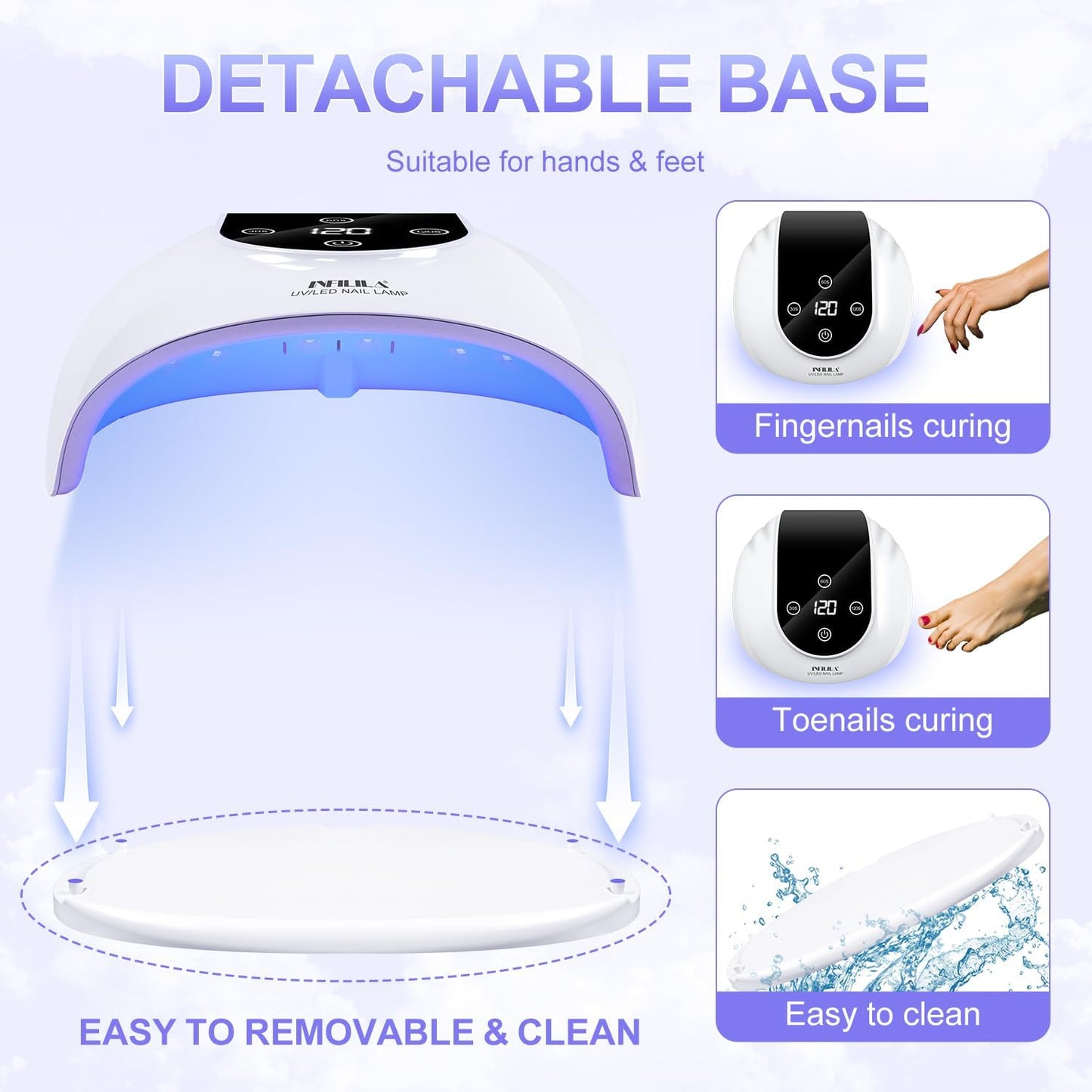 NXJ INFILILA 268W Nail Lamps for Gel Polish Large Space, Faster UV Light for Gel Nails, Professional Flash Cure Nail Dryer with 66Pcs Lamp Beads for Hands & Feet, Quick Dry for Salon & Home