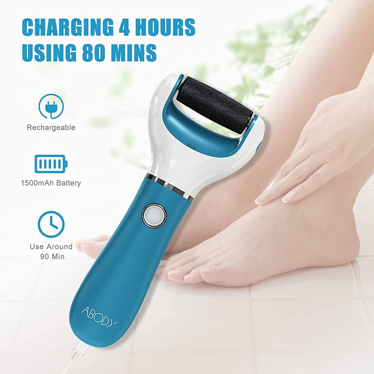 Electric Foot File Callus Remover Professional, 2-Speed Rechargeable Pedicure Tool for Remove Calluses, Dry, Hard, Dead, Cracked Skin, includes 2 Coarses (blue)