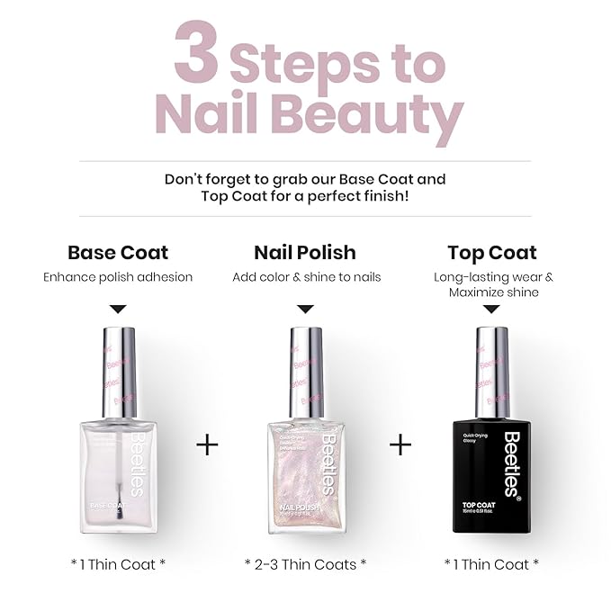 beetles Nail Polish Glitter Nail Lacquer Shimmer-Like Top Coat Fast Drying & Long Lasting Brilliant Milky Way, No UV Lamp Needed for DIY Nail Art Salon at Home Gifts for Women