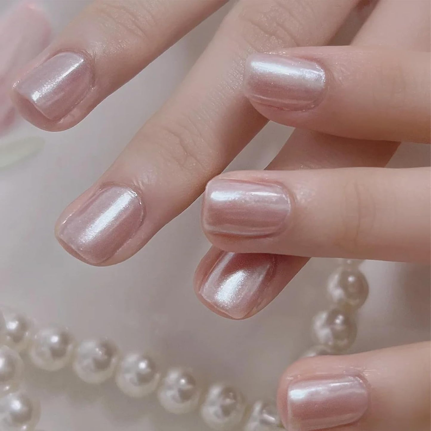 COSMOO Nail Polish, 10ml Quick Dry Nail Lacquer, Super Lustrous Nail Enamel Polish, Shimmer Iridescent Ultrachrome Art Varnish, 0.34 fl oz (Pearl Pink 1)